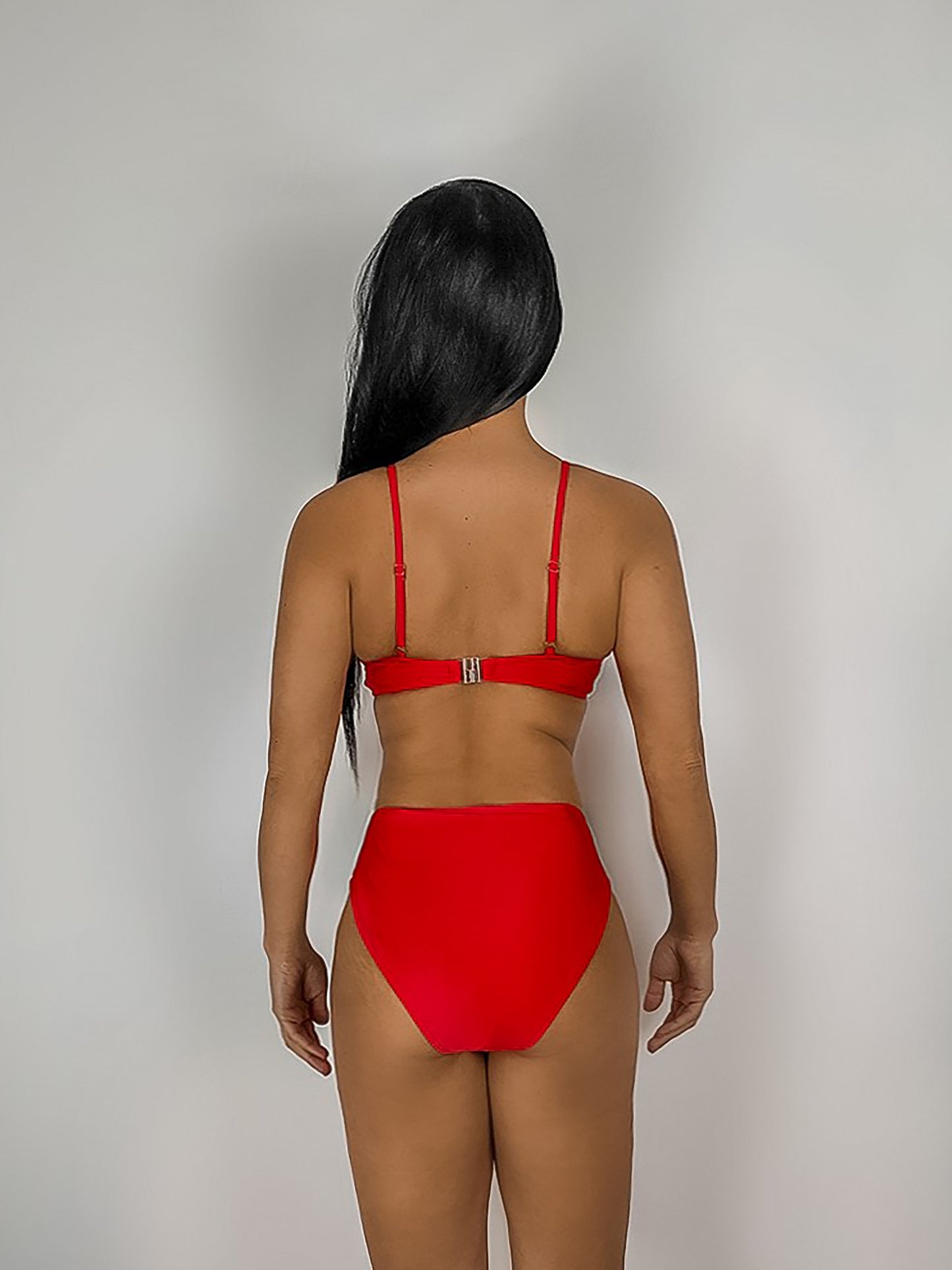 Red High Waisted Bikini Set
