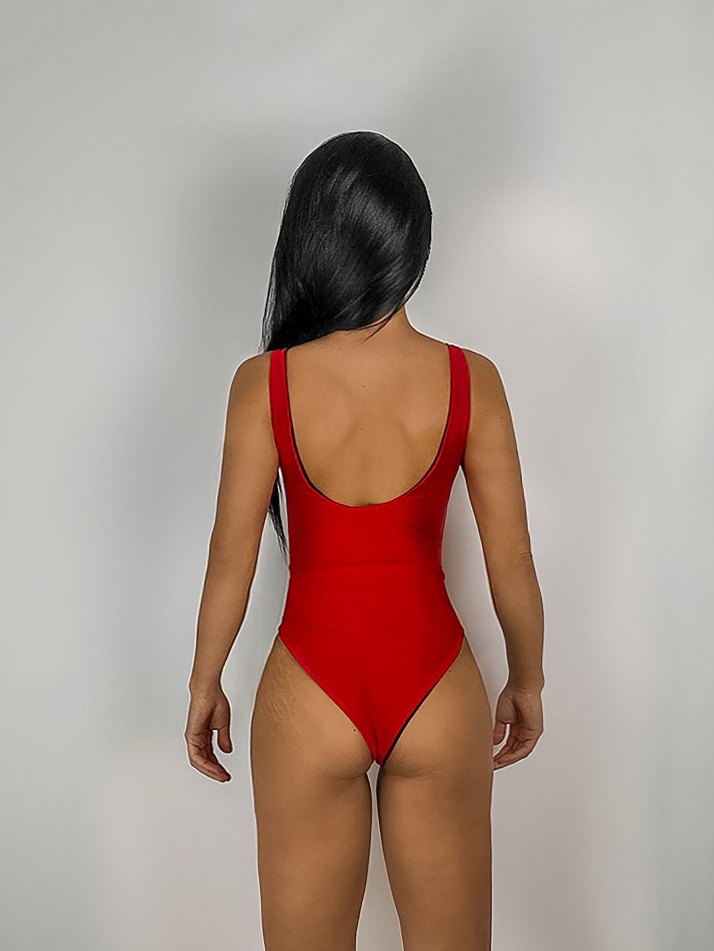 Red Low Back Swimsuit