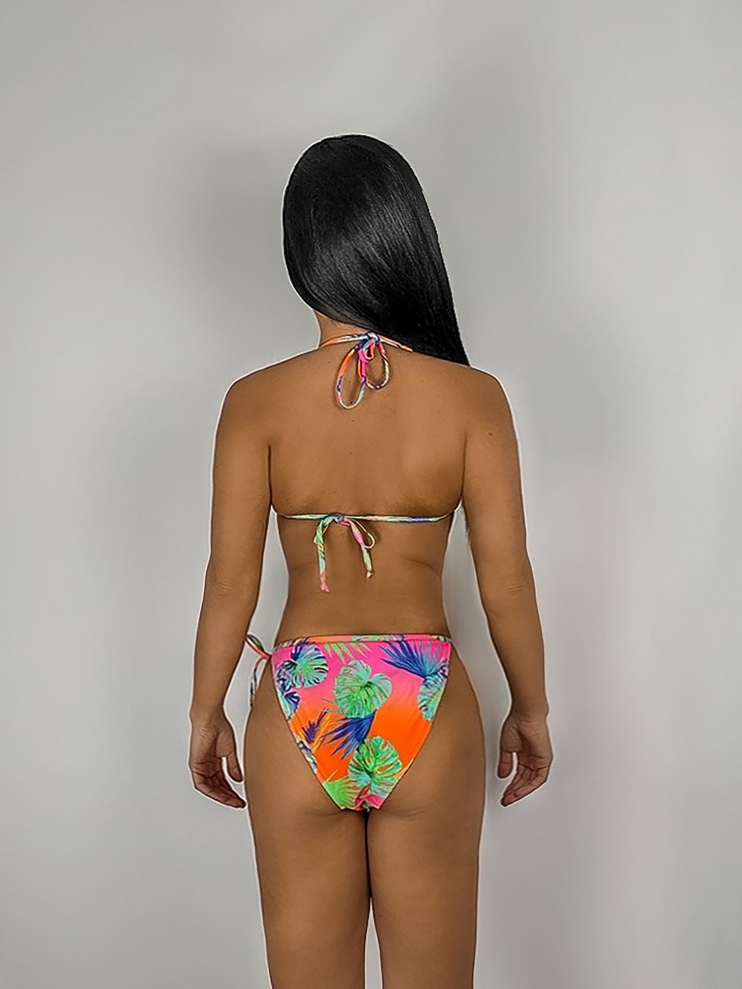 Tropical Neon Tie Up Bikini Set