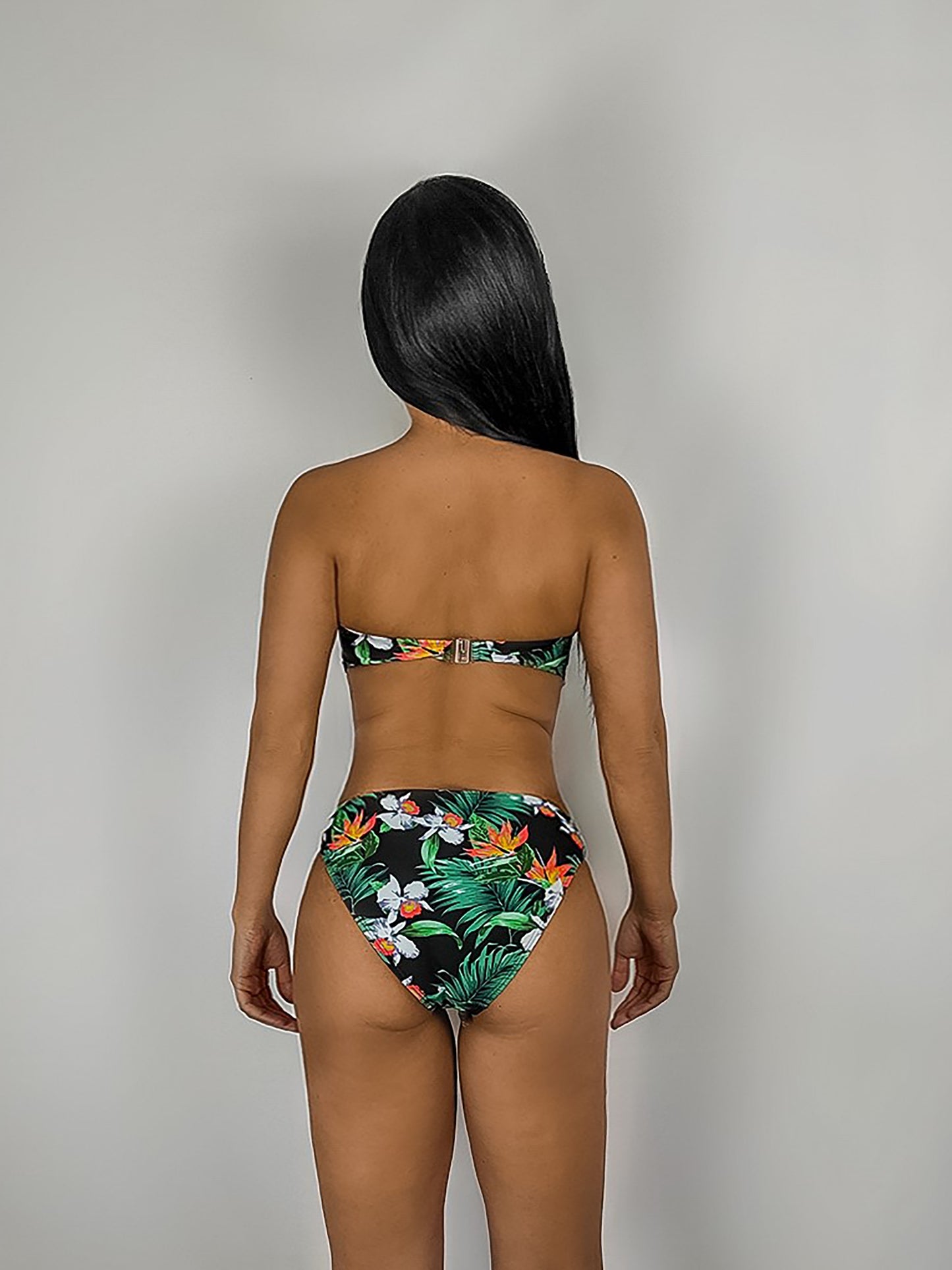 Bandeau Twist Tropical Flower Bikini Set